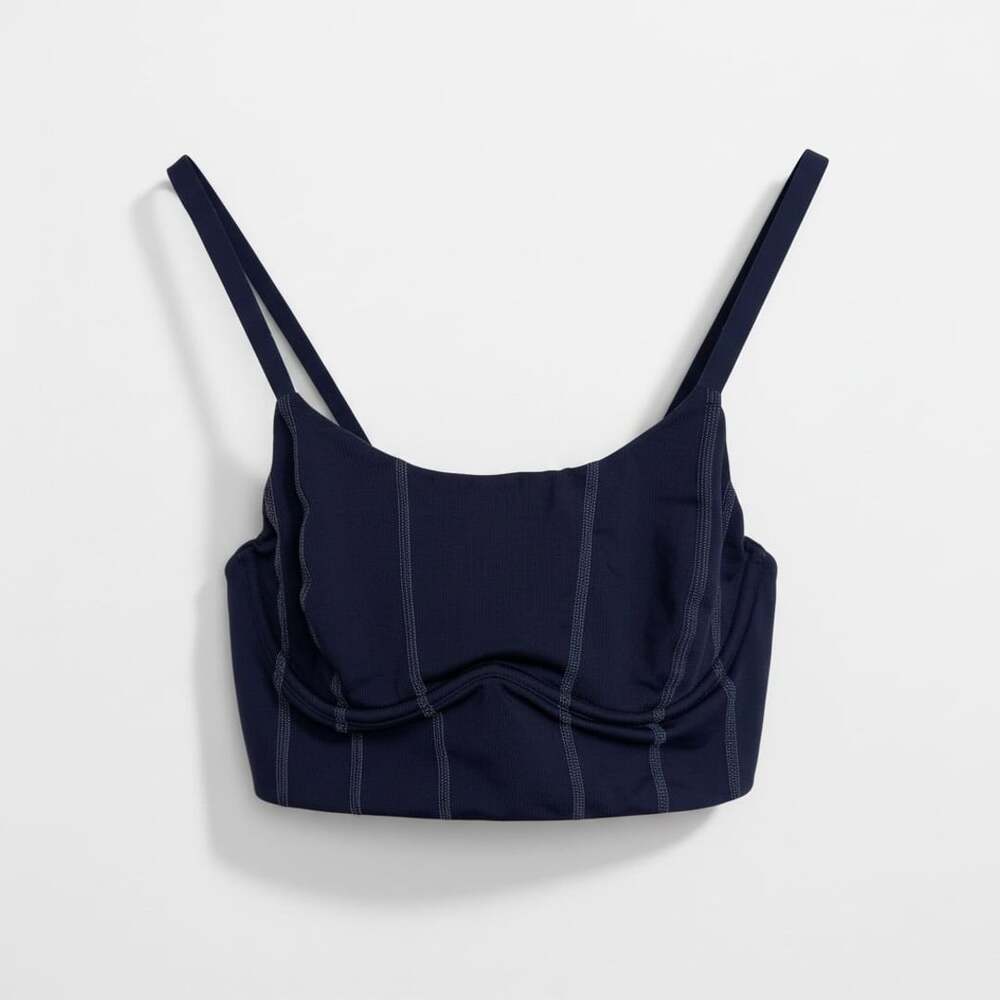PINK Victoria's Secret Corset Bralette Navy Blue Contrast Stitching